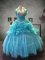 Pick Ups Sweetheart Sleeveless Lace Up Ball Gown Prom Dress Aqua Blue Organza and Tulle