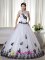 Dickinson TX One Shoulder White Embroidery Decorate Floor-length Taffeta and Organza For Quinceanera Dress