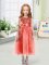 New Style Watermelon Red Sleeveless Organza Zipper High School Pageant Dress for Wedding Party