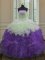 White And Purple Lace Up Strapless Beading and Ruffles Quinceanera Gown Organza Sleeveless