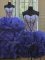 Captivating Three Piece Sleeveless Organza Floor Length Lace Up Ball Gown Prom Dress in Royal Blue with Beading and Ruffles