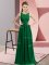 Dark Green Empire Beading and Appliques Dama Dress for Quinceanera Zipper Chiffon Sleeveless Floor Length