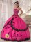 Pascagoula Mississippi/MS Perfect Organza and Taffeta Appliques Decorate Bodice Hot Pink Quinceanera Dress For Strapless Ball Gown