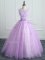 Sexy Lavender Sweet 16 Dress Military Ball and Sweet 16 and Quinceanera with Lace and Appliques and Bowknot Scoop Sleeveless Lace Up