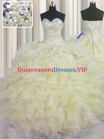 Low Price Sweetheart Sleeveless Organza Quinceanera Gown Beading and Ruffles Lace Up - Click Image to Close