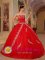 Prestatyn Clwyd Appliques Decorate Bodice Red Ball Gown Floor-length Sweetheart Quinceanera Dress For