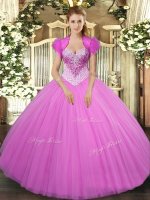 Custom Made Sweetheart Sleeveless Tulle 15 Quinceanera Dress Beading Lace Up