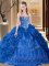 Suitable Royal Blue Sleeveless Court Train Embroidery and Pick Ups Sweet 16 Quinceanera Dress