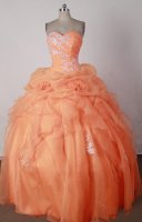 Tiffany & Co Clearance Ball Gown Sweetheart Neck Floor-length Orange Red Quincenera Dresses TD26001[TDAQD1]