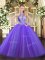 Smart Purple Sleeveless Sequins Floor Length Quinceanera Gown