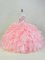 Custom Designed Ball Gowns Vestidos de Quinceanera Peach Sweetheart Organza Sleeveless Lace Up