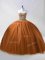 Customized Brown Ball Gowns Tulle Sweetheart Sleeveless Beading Floor Length Lace Up Quinceanera Dress