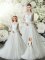 Most Popular Sleeveless Lace Zipper Ball Gown Prom Dress with White Court Train