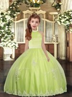 Yellow Green Backless Pageant Dress Beading and Appliques Sleeveless Floor Length(SKU PAG1152-1BIZ)