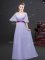 Inexpensive Ruching and Belt Damas Dress Lavender Zipper Half Sleeves Floor Length