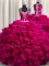 Zipple Up See Through Back Fuchsia Ball Gowns Organza Straps Sleeveless Beading and Ruffles Floor Length Zipper Quinceanera Dresses