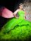 Sleeveless Organza Brush Train Lace Up Sweet 16 Quinceanera Dress for Military Ball and Sweet 16 and Quinceanera
