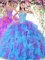 Multi-color Organza Lace Up Sweetheart Sleeveless Floor Length Quince Ball Gowns Beading and Ruffles