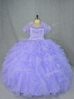 Lavender Sleeveless Beading and Ruffles Floor Length Quinceanera Dress