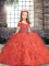 Red Lace Up Kids Formal Wear Beading Sleeveless Floor Length