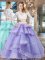 Scoop Lavender Two Pieces Beading and Lace and Ruffled Layers 15 Quinceanera Dress Zipper Tulle and Lace Long Sleeves Floor Length