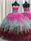 New Style Visible Boning Multi-color Sleeveless Beading and Ruffles and Sequins Floor Length 15th Birthday Dress