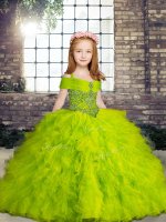 Perfect Sleeveless Beading and Ruffles Floor Length Child Pageant Dress
