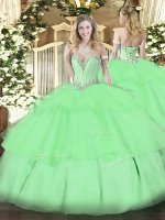 Sophisticated Apple Green Sweetheart Neckline Beading and Ruffled Layers 15 Quinceanera Dress Sleeveless Lace Up(SKU SJQDDT1335002BIZ)