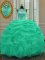 Dramatic Apple Green Ball Gowns Organza Scoop Sleeveless Beading and Pick Ups Floor Length Lace Up Sweet 16 Quinceanera Dress