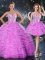 Free and Easy Fuchsia Sleeveless Organza Lace Up Military Ball Dresses For Women for Military Ball and Sweet 16 and Quinceanera