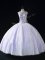 Lavender Tulle Lace Up Scoop Sleeveless Floor Length Ball Gown Prom Dress Beading