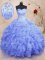 Artistic Light Blue Sleeveless Organza Lace Up Party Dress for Military Ball and Sweet 16 and Quinceanera