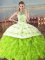 Excellent Lace Up Quinceanera Dress Embroidery and Ruffles Sleeveless Floor Length Court Train