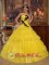 BorAs Sweden Yellow Layered Quinceanera Dress With Appliques Bodice Strapless In Illinois