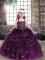 Beading and Ruffles Pageant Dress Womens Eggplant Purple Lace Up Sleeveless Floor Length