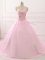 Glorious Tulle Sleeveless Ball Gown Prom Dress Brush Train and Beading