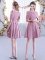 Nice Scoop Half Sleeves Dama Dress Mini Length Ruching Pink Chiffon
