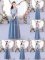Blue Half Sleeves Tulle Lace Up Quinceanera Court of Honor Dress for Prom and Party and Wedding Party