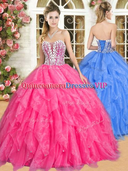 Beautiful Sleeveless Beading and Ruffles Lace Up Sweet 16 Dresses - Click Image to Close