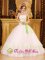 Discount White Tamboril Dominican Republic Quinceanera Dress Strapless Organza Appliques with Bow Decorate Bodice Ball Gown