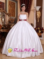 Stafford TX White New Beaded Ribbon Elegant Quinceanera Dress(SKU QDZY555y-6BIZ)