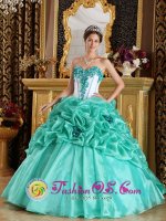 Rhyl Clwyd Sweetheart Discount Turquoise Quinceanera Dress In Quinceanera Party With Hand Made Flower