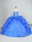 Blue Taffeta Lace Up Sweet 16 Quinceanera Dress Sleeveless Floor Length Embroidery and Pick Ups