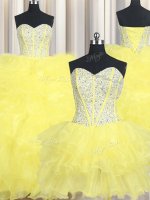 Dramatic Three Piece Sleeveless Lace Up Floor Length Beading and Ruffles Sweet 16 Dress(SKU PSSW0590KC002BIZ)