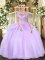 Inexpensive Floor Length Ball Gowns Sleeveless Lavender 15th Birthday Dress Clasp Handle