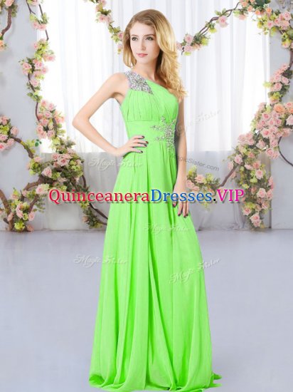 Colorful Dama Dress for Quinceanera Wedding Party with Beading One Shoulder Sleeveless Zipper - Click Image to Close