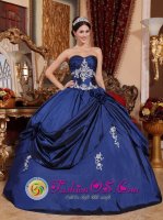 Minocqua Wisconsin/WI Cistomize Navy Blue Sweetheart Appliques Sweet Ball Gown 16 Dress With Hand Made Flowers