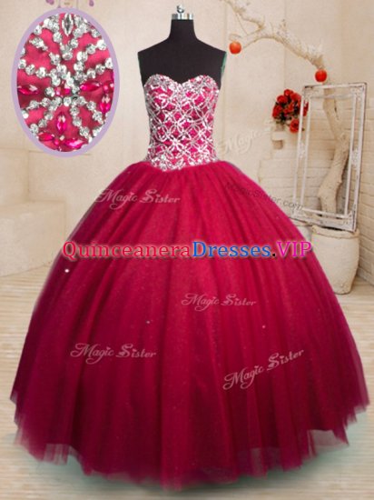 High End Sweetheart Sleeveless Tulle Quinceanera Gowns Beading Lace Up - Click Image to Close