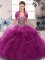 Noble Fuchsia Off The Shoulder Neckline Beading and Ruffles Quince Ball Gowns Sleeveless Lace Up