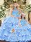 Low Price Ball Gowns Quinceanera Dress Blue Halter Top Organza Sleeveless Lace Up